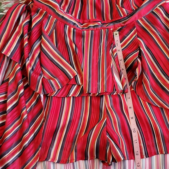 Women's Stripped Red, Yellow and Green Romper with Skirt - Picture 9 of 9
